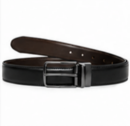 Bullstrom™ Premium Reversible Plain Belt – Black & Brown | Rotating Pin Buckle | Formal & Casual