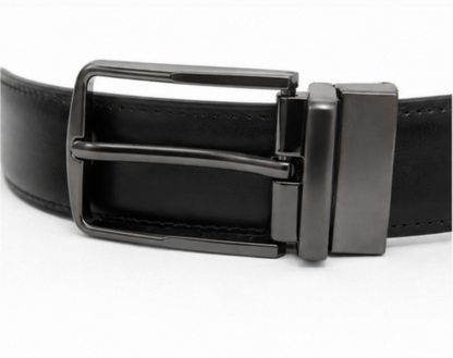Bullstrom™ Premium Reversible Plain Belt – Black & Brown | Rotating Pin Buckle | Formal & Casual