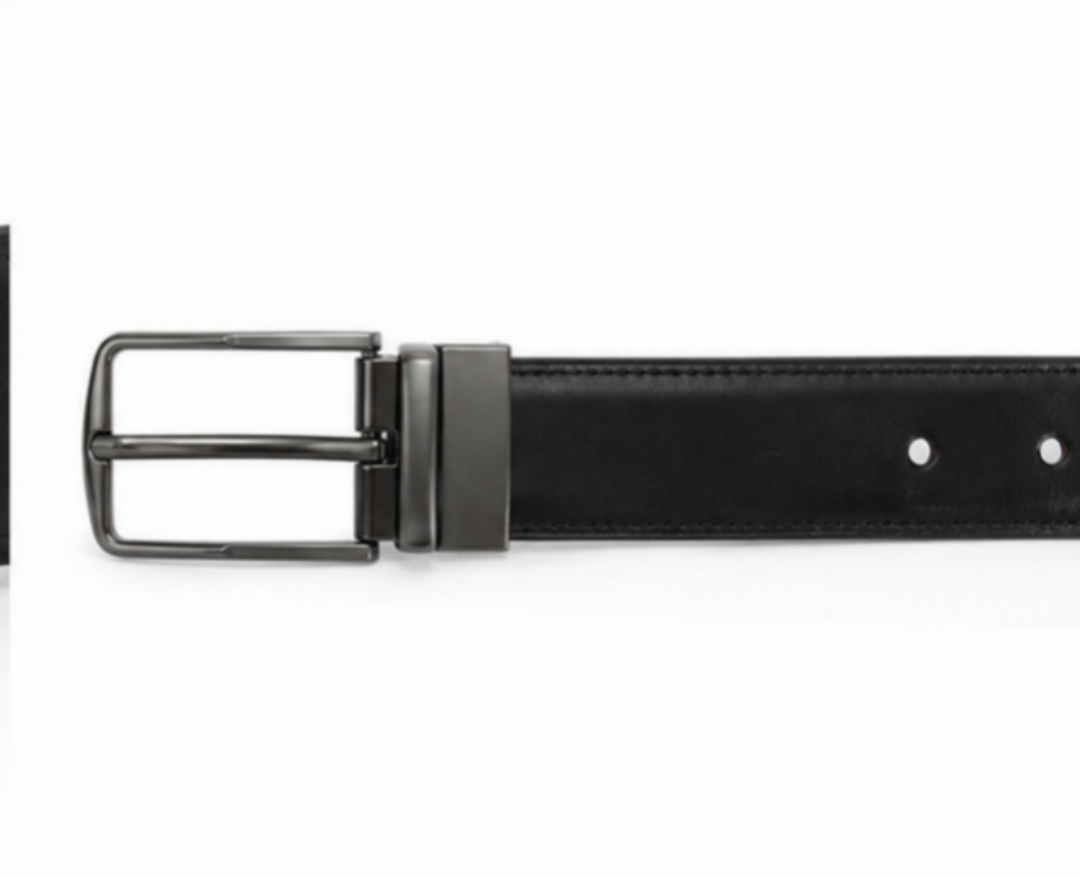 Bullstrom™ Premium Reversible Plain Belt – Black & Brown | Rotating Pin Buckle | Formal & Casual
