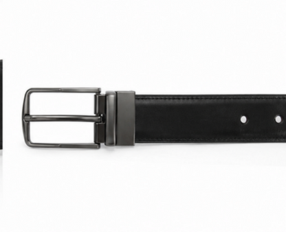 Bullstrom™ Premium Reversible Plain Belt – Black & Brown | Rotating Pin Buckle | Formal & Casual