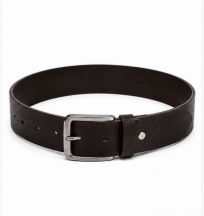 Premium Textured Brown Leather-Look Belt for Men – Classic Pin Buckle Formal & Casual Belt
