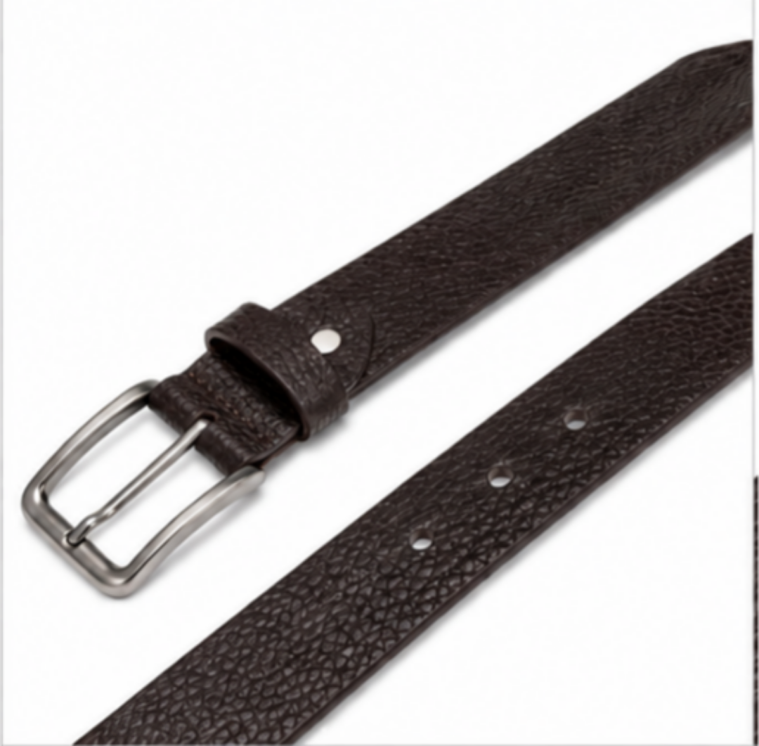 Premium Textured Brown Leather-Look Belt for Men – Classic Pin Buckle Formal & Casual Belt