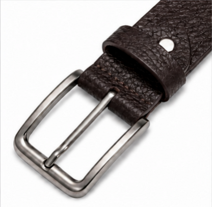 Premium Textured Brown Leather-Look Belt for Men – Classic Pin Buckle Formal & Casual Belt