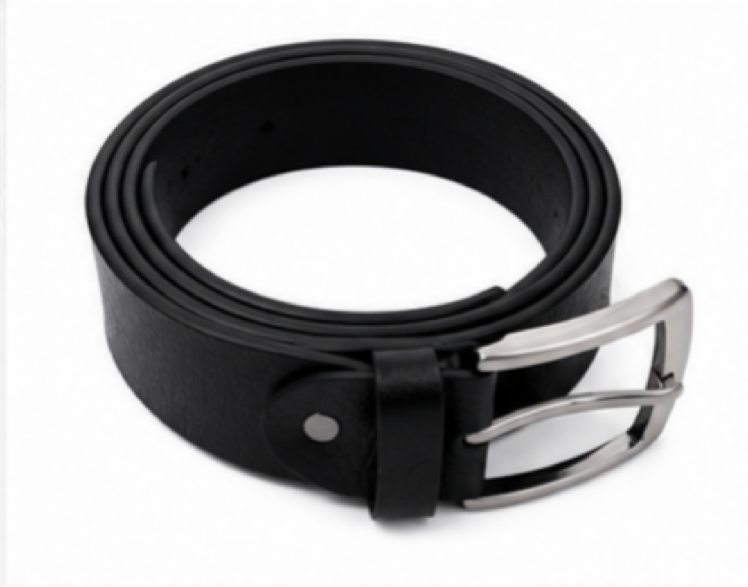 Premium Black Textured Leather Belt for Men – Classic Pin Buckle | Formal & Casual Wear