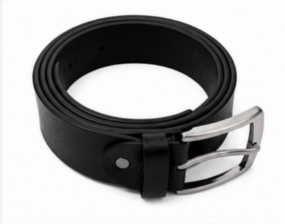 Premium Black Textured Leather Belt for Men – Classic Pin Buckle | Formal & Casual Wear