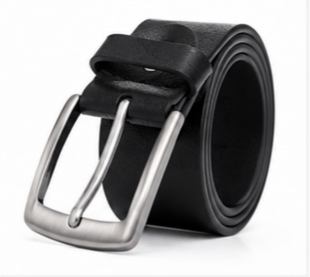 Premium Black Textured Leather Belt for Men – Classic Pin Buckle | Formal & Casual Wear