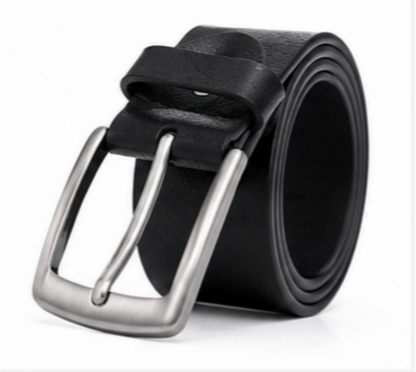 Premium Black Textured Leather Belt for Men – Classic Pin Buckle | Formal & Casual Wear