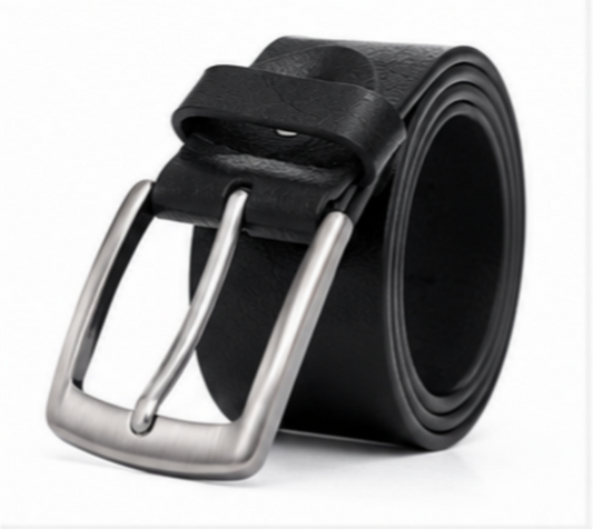 Premium Black Textured Leather Belt for Men – Classic Pin Buckle | Formal & Casual Wear