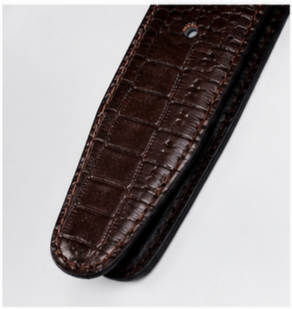 Premium Crocodile-Embossed Reversible Leather Belt for Men | Black & Brown | Luxury Metal Buckle