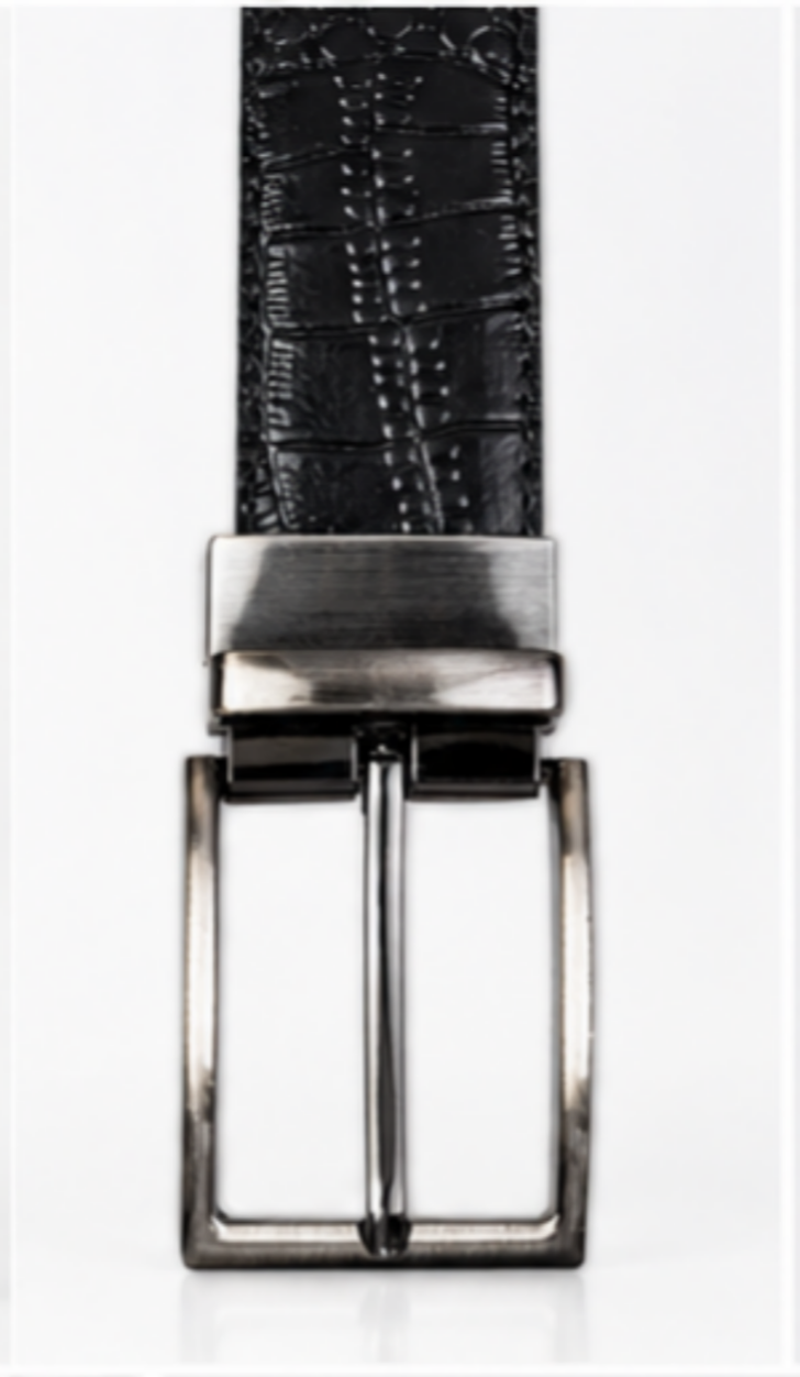 Premium Crocodile-Embossed Reversible Leather Belt for Men | Black & Brown | Luxury Metal Buckle
