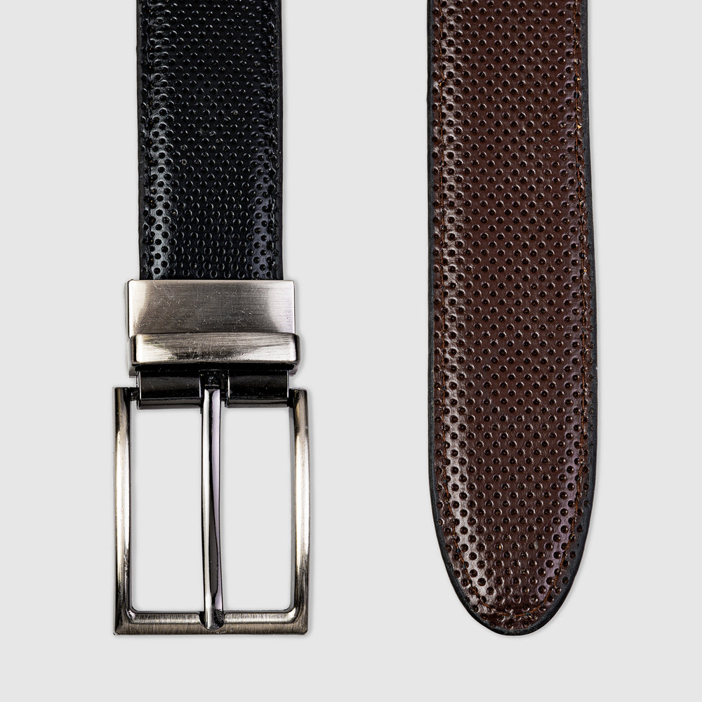 Executive Reversible Needle Textured  Belt – Black & Brown | Premium Formal Dress