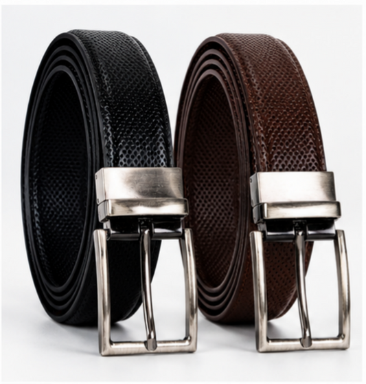 Executive Reversible Needle Textured  Belt – Black & Brown | Premium Formal Dress